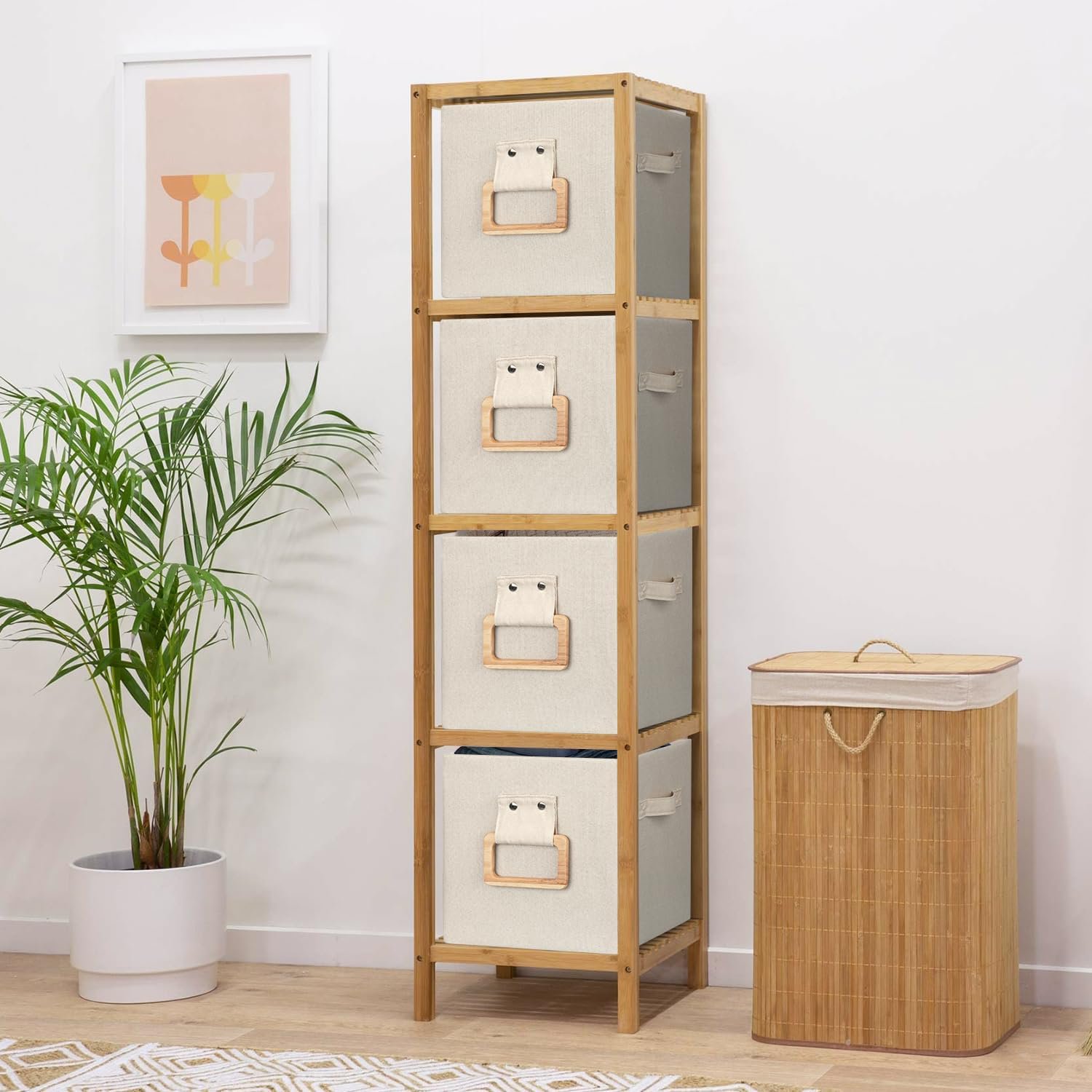 dxynlzq Collapsible Fabric Storage Cubes Organizer with Wood Handle  Cube Storage Bins Foldable Baskets for Organizing DXYPQZ Office Closet Clothes