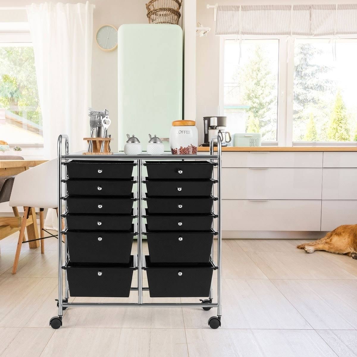 12-Drawers Rolling Storage Cart with Organizer Top - Clear