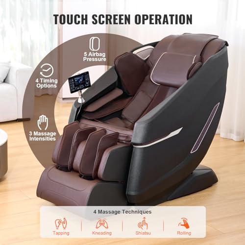 VEVOR Full Body Massage Chair, SL-Track Zero Gravity Massage Recliner, 3D Shiatsu, Body Scan, Heating, Bluetooth Speaker, Airbags for Living Room