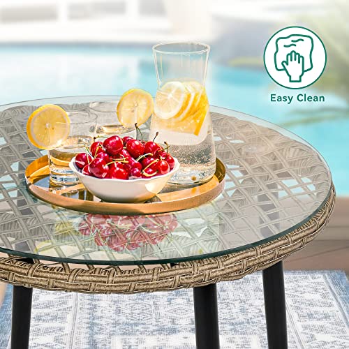YITAHOME 3-Piece Wicker Small Patio Balcony Chair Set, Outdoor Rattan Conversation Apartment Chairs for Backyard