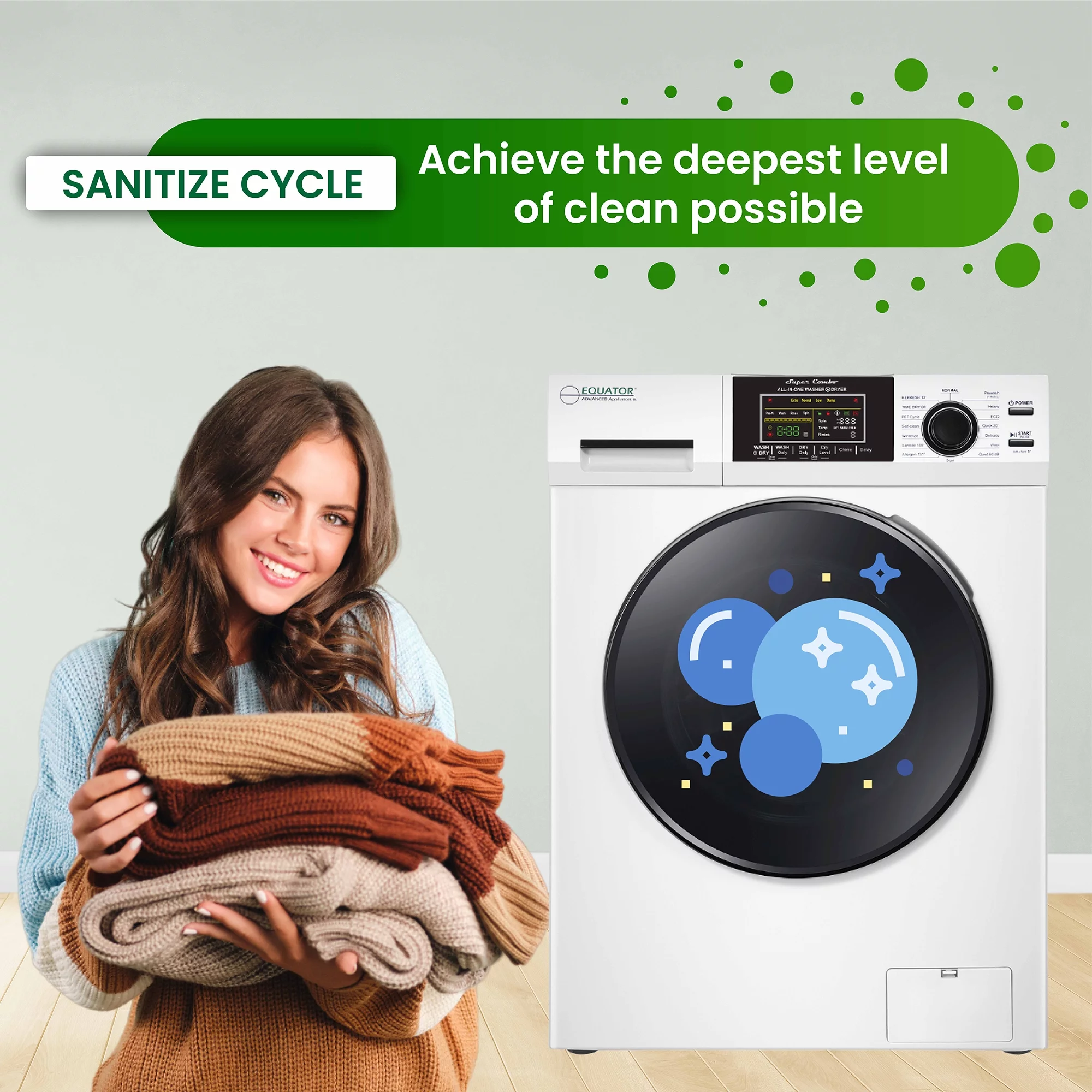 Equator Fully Built-in All-in-One Combo Washer-Dryer Ventless 1.62 cf/15lbs 110V White
