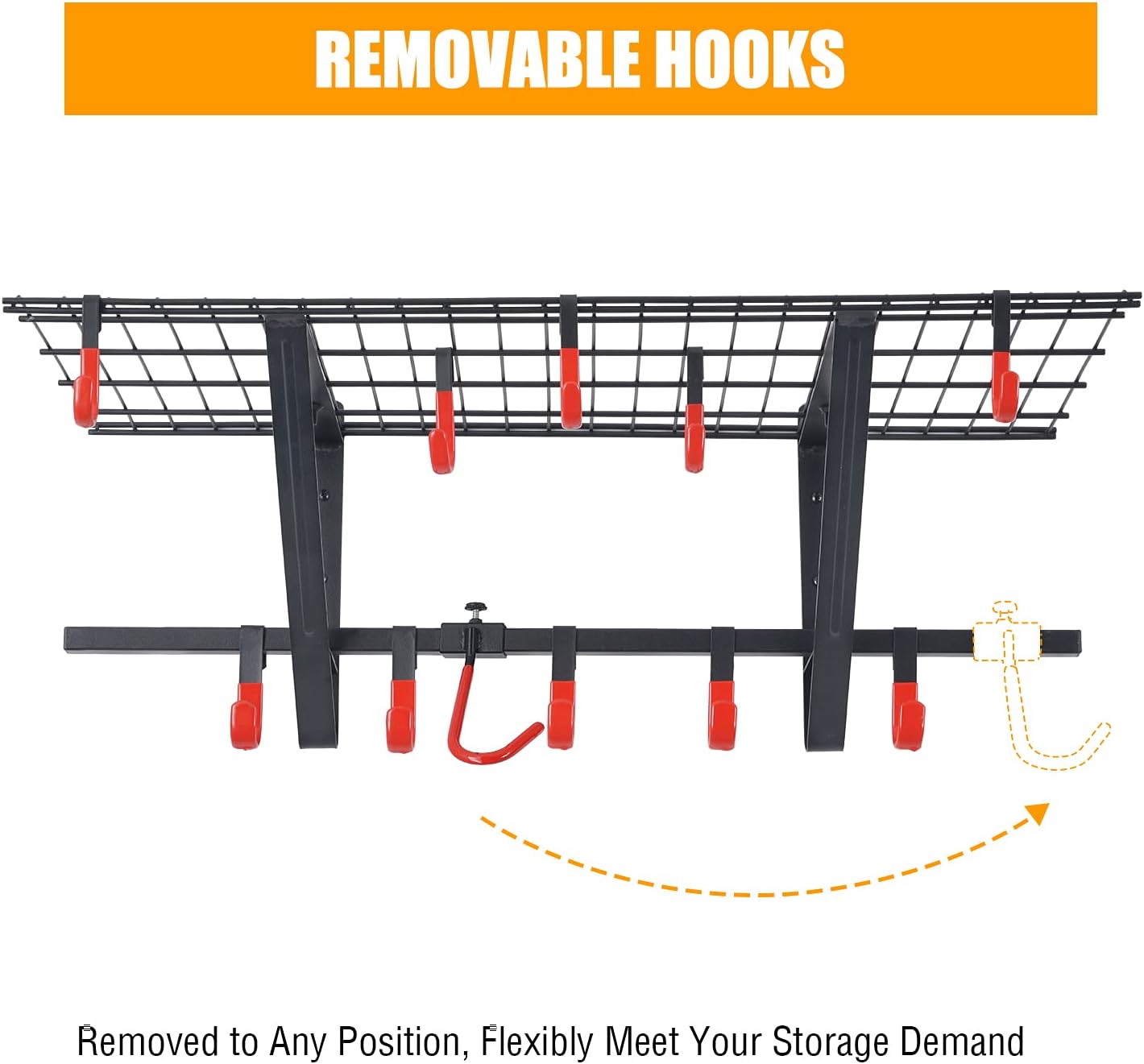 PLKOW Garage Wall Shelving 1 Pack Includes Bike Hooks, Wall Shelves Garage Organizer with Vertical Bike Hanger, Powder Coated Steel (1 Pack) Pack of 2