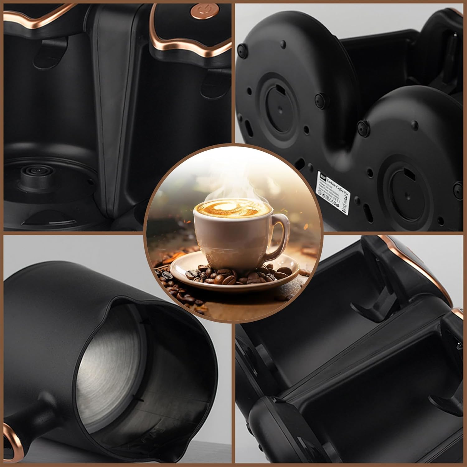 Automatic Turkish Coffee Maker/Greek Coffee Machine, 500ml Electric Coffee Maker Drip Double Cup, 5 Cups