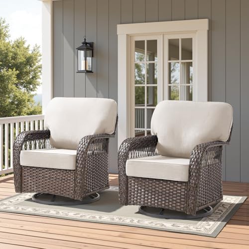 7 Pieces Outdoor Furniture Set with Swivel Chairs