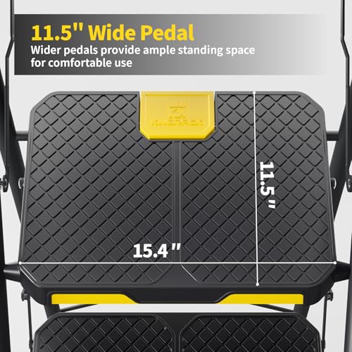 KINGRACK 6 Step Ladder with Tool Platform, Folding Step Stool with Handrails, Sturdy Steel Ladder with Wide Pedal