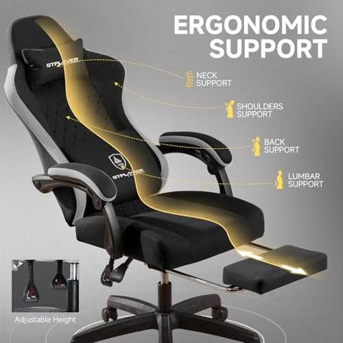 GTPLAYER Office Chair, Gaming Computer Desk Fabric Chair with Footrest