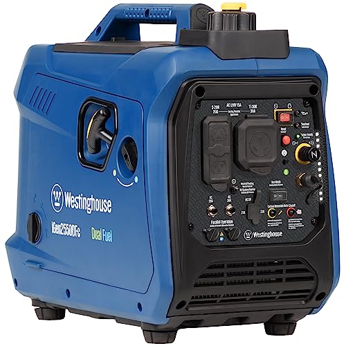 Westinghouse 2550 Peak Watt Super Quiet & Lightweight Portable Inverter Generator, RV Ready 30A Outlet, Gas and Propane Powered, CO Sensor