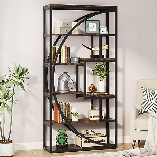 Tribesigns Bookshelf, Industrial 5-Tier Etagere Bookcase, 70.8 inch Tall Bookshelf with 8 Open Storage Shelf