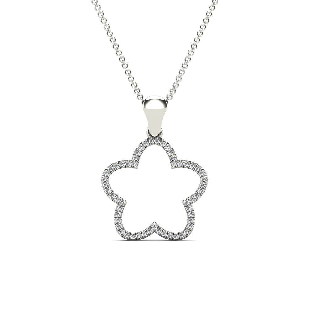 aaXia 10K White Gold 1/6ct. TDW Diamond Clover Pendant Necklace (H-I, I1-I2)
