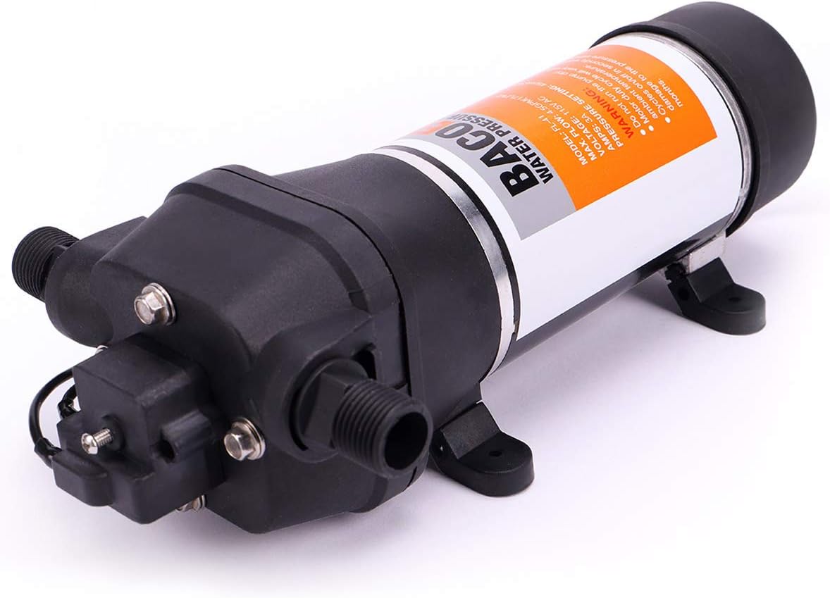BACOENG AC110V Self Priming Water Pressure Pump, 45Psi On Demand Pump for Caravan/RV/Boat/Marine, 4.5GPM