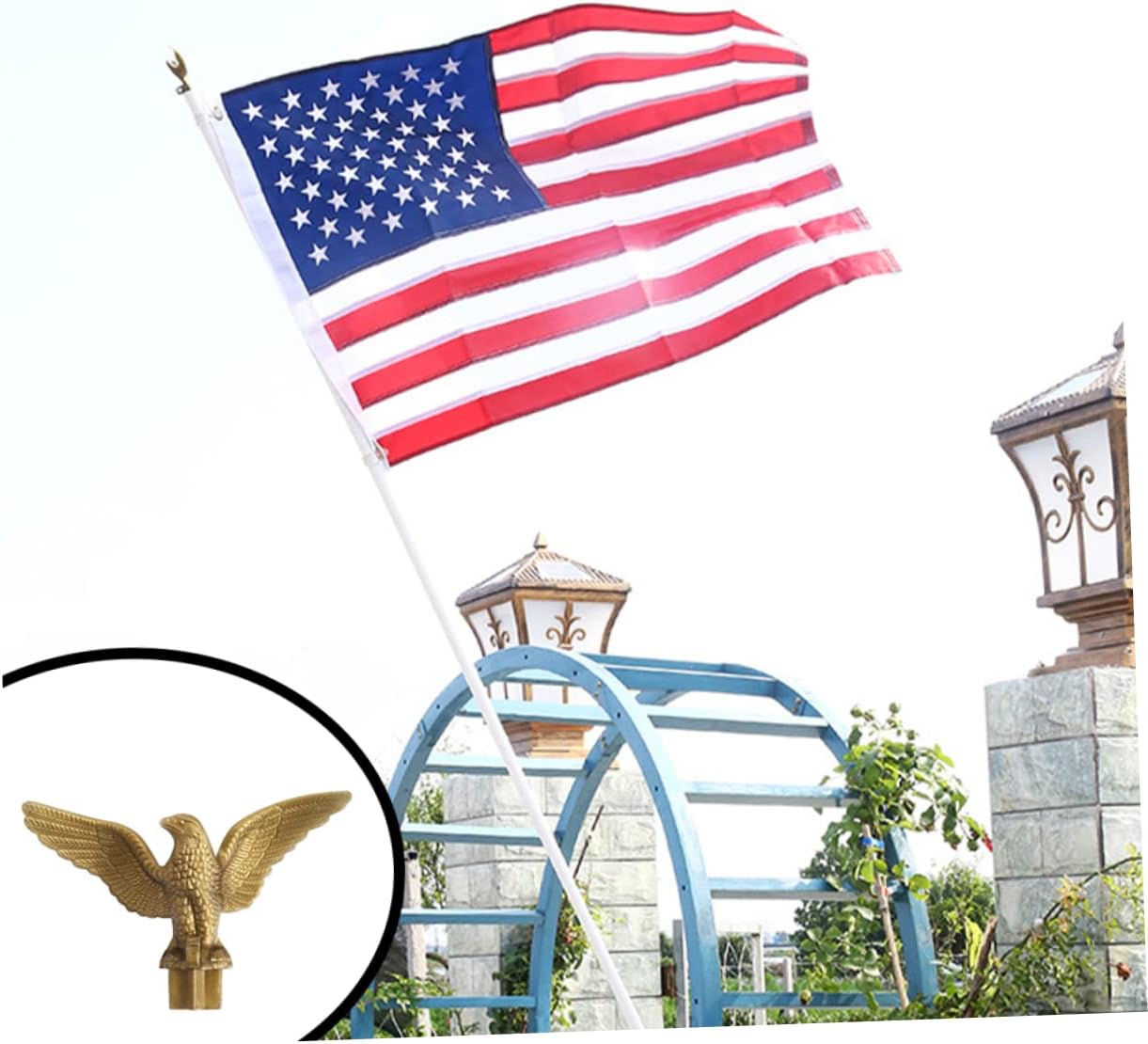 8 Pcs Eagle Flagpole Head Flag Pole Eagle Finial Topper Crafts Flag Topper Outdoor Accessories Metal Decor Metal Trim Top Hat Flag Pole Ornament The