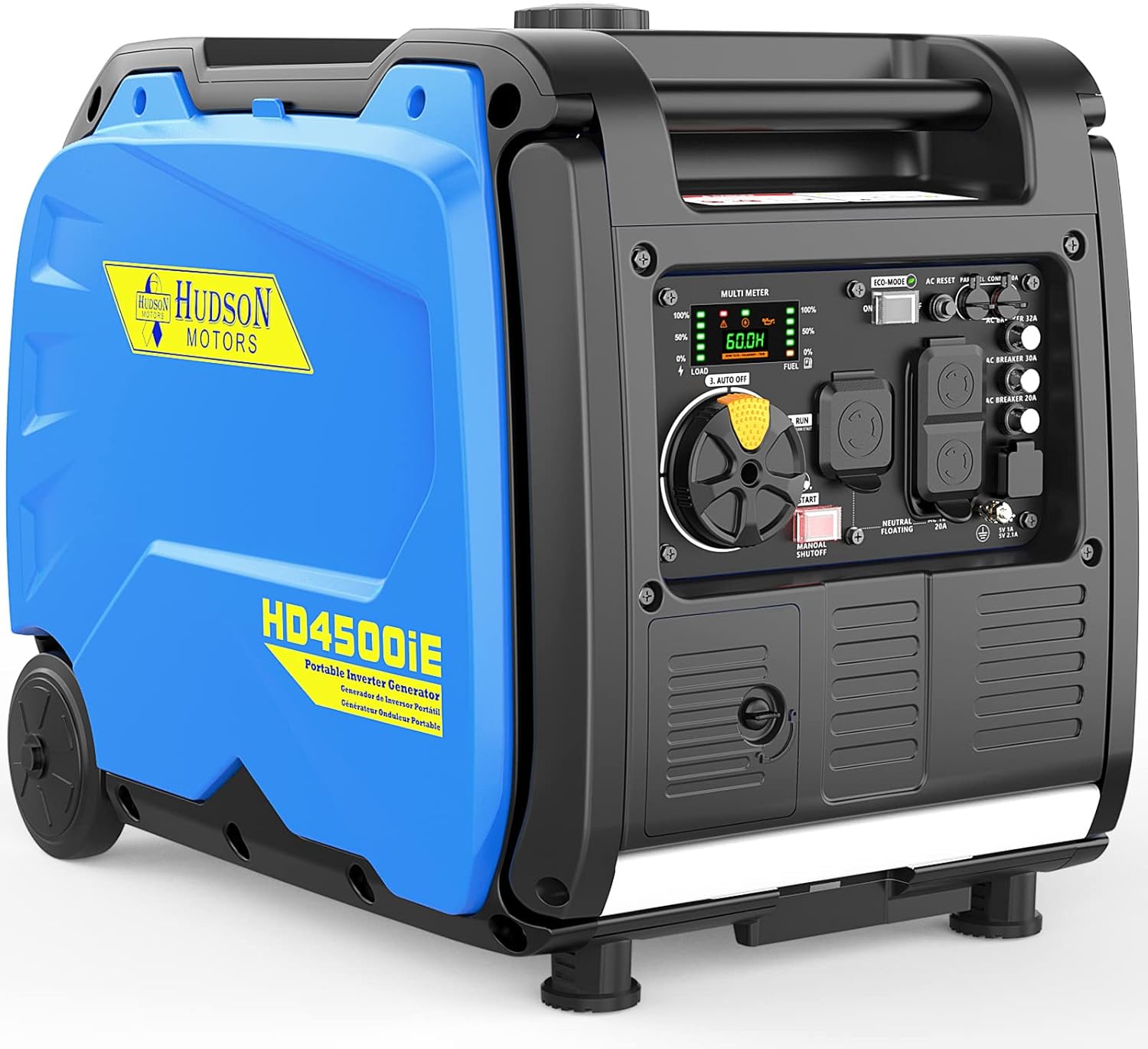 Hudson Motors 4500-Watt Super Quiet Portable Inverter Generator,with Electric Start & Fuel Shut Off & Eco-Mode Feature,EPA &CARB Compliant