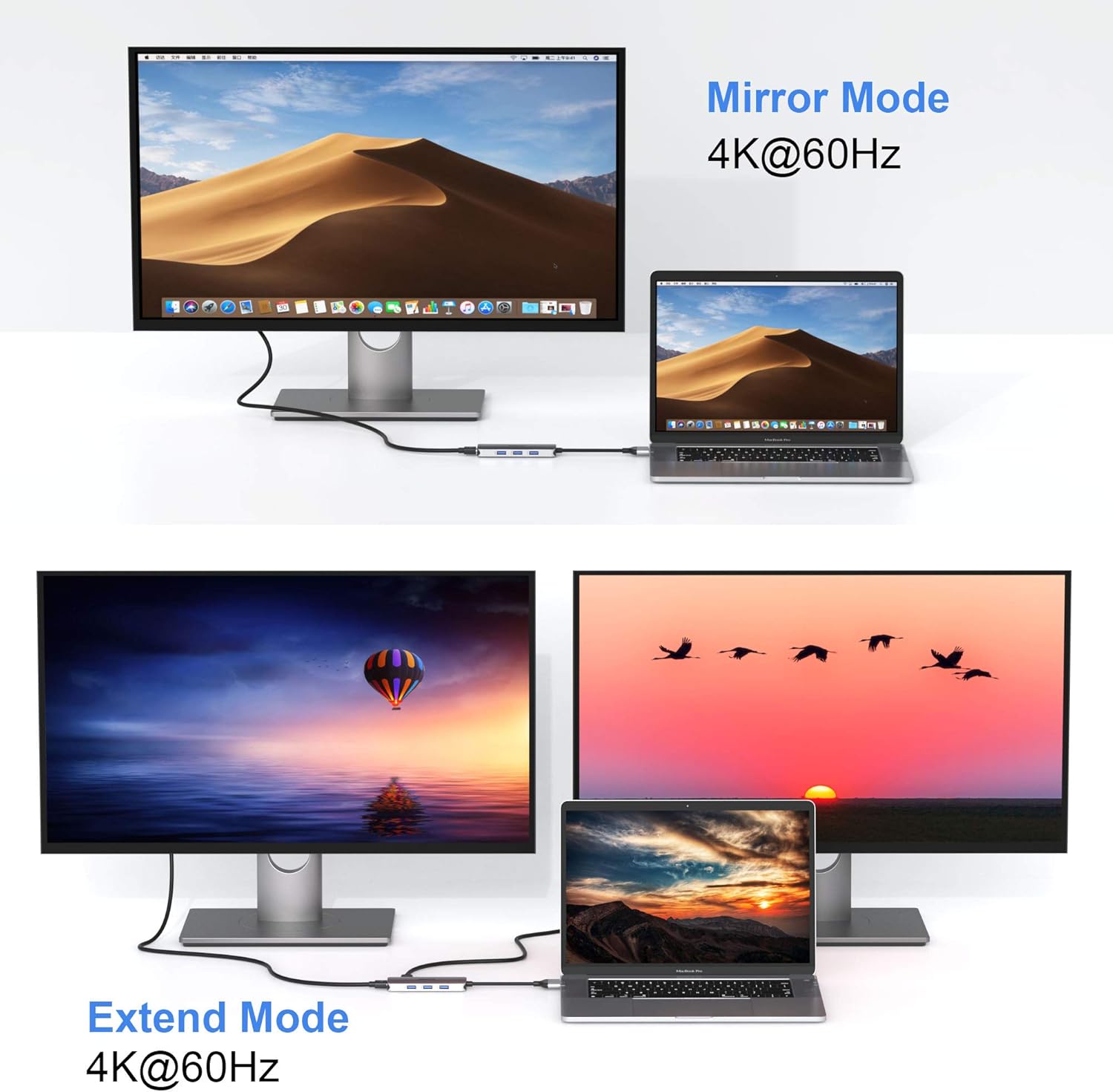 Docking Station for MacBook Pro Air, USB C Docking Station Dual Monitor,Dual HDMI Adapter Hub for Mac MacBook Pro with 2 HDMI(4K @60Hz), 3USB3.0