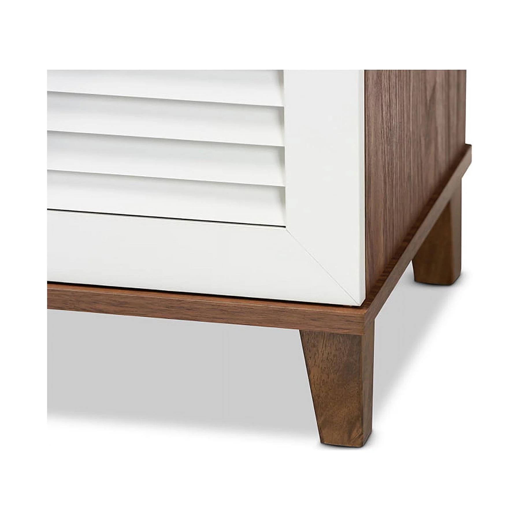 Coolidge Modern and Contemporary Walnut Finished 8-Shelf Wood Shoe Storage Cabinet