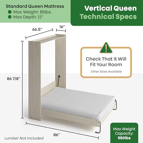 DIY Murphy Bed Kit Queen Vertical | Murphy Bed Hardware for Wall Cabinet, Vertical Queen Frame, Deluxe Mechanism Kit with Bonus Tools