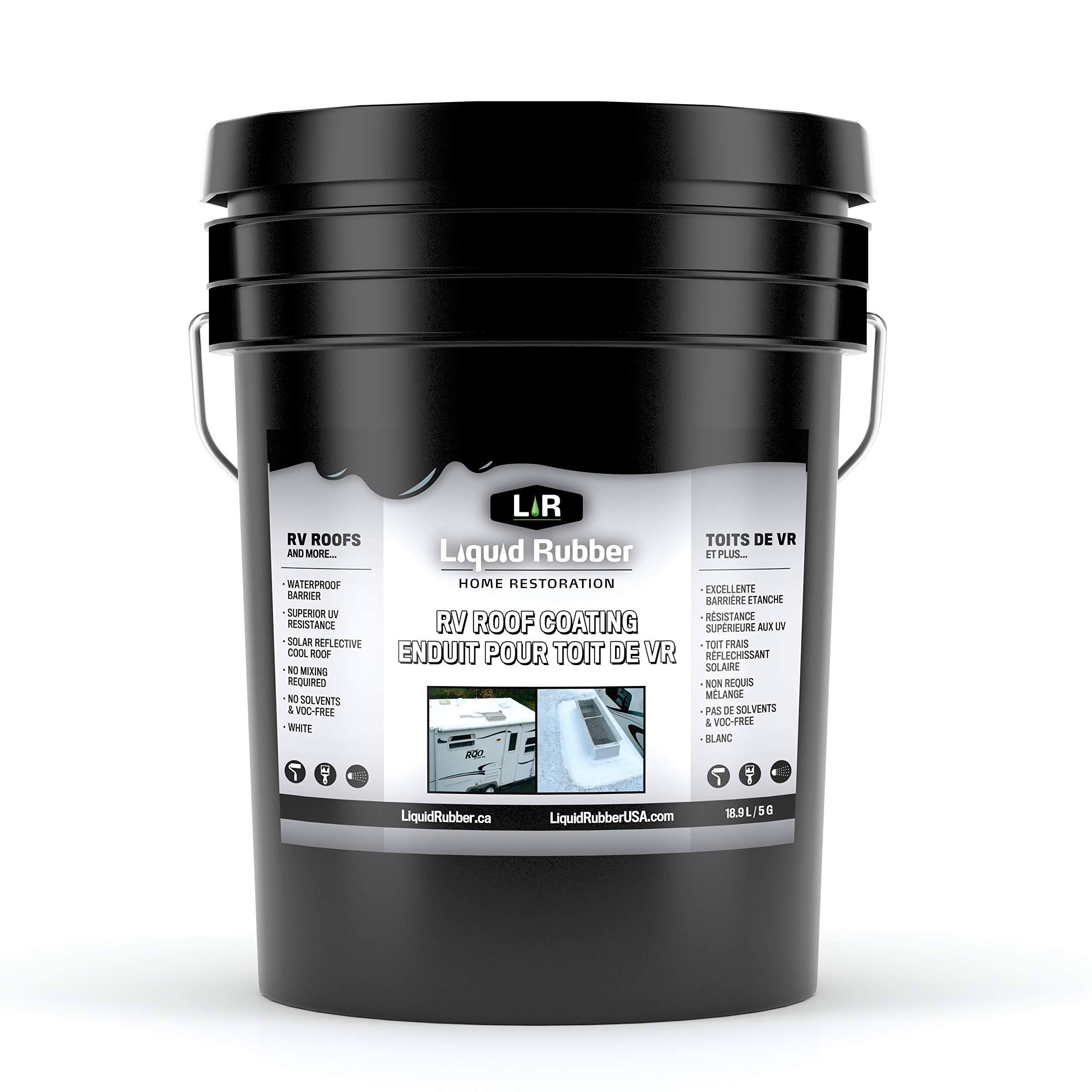 Liquid Rubber RV Roof Coating - Solar Reflective Sealant - Waterproof - Easy to Apply - Brilliant White, 5 Gallon