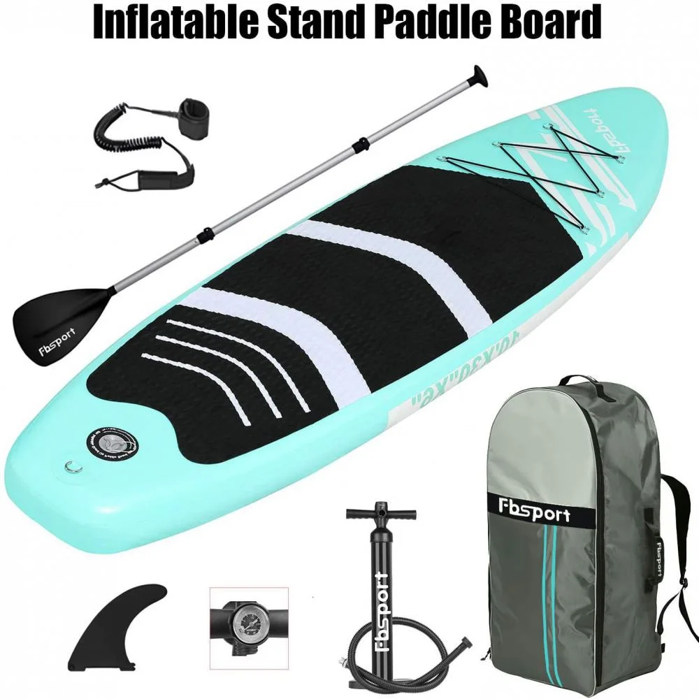 FBSPORT Inflatable Paddle Board, 11' Stand Up Paddleboard with Durable SUP Accessories & Carry Bag, Mint Green