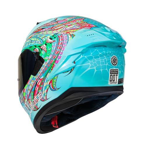HAX Obsidian Pro Full Face Dual Visor Adult Motorcycle Helmet for Motorbike Street Bike with Pinlock Ready DOT Approved Matte Pink M