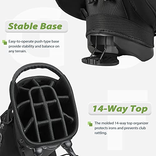 14-Way Golf Stand Bag, Golf Bag with Stand - Lightweight Durable Club Bag for Men & Women