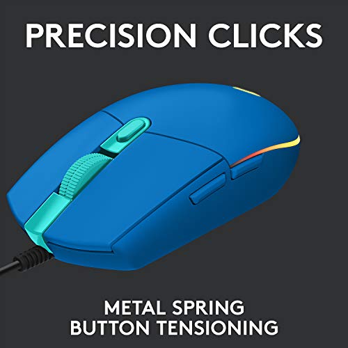 Logitech G203 Wired Gaming Mouse, 8,000 DPI, Rainbow Optical Effect LIGHTSYNC RGB, 6 Programmable Buttons