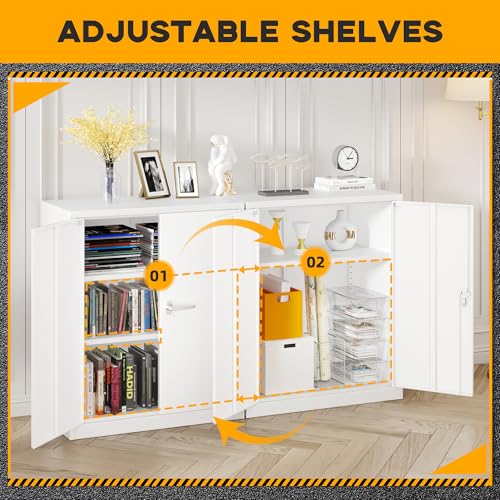 Greenvelly Metal Storage Cabinet, 72" Black Locking Storage Cabinets with Doors and 4 Shelves, Metal Cabinet for Garage Home Office, Classroom