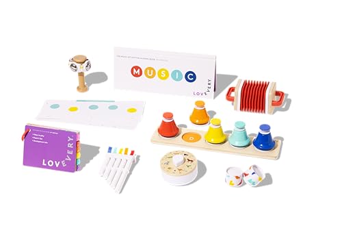 Lovevery | The Music Set | 6 Musical Instruments and Rhythm & Songs Book, Preschool Education and Montessori Early Learning Musical Toy