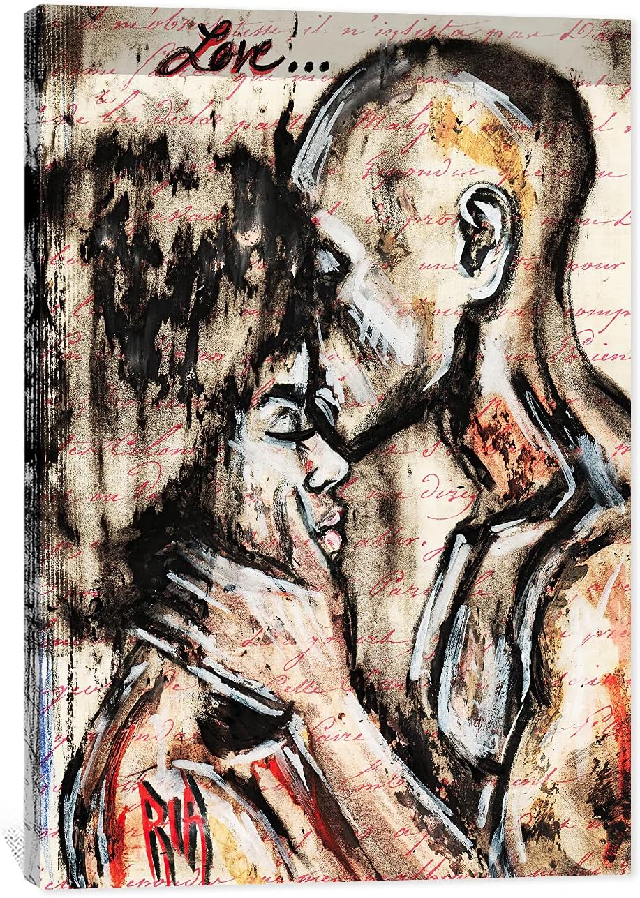 African American Wall Art, Black King and Queen Wall Art, Black Art Wall Art Decor, Black Couple Picture for Living Room Decor