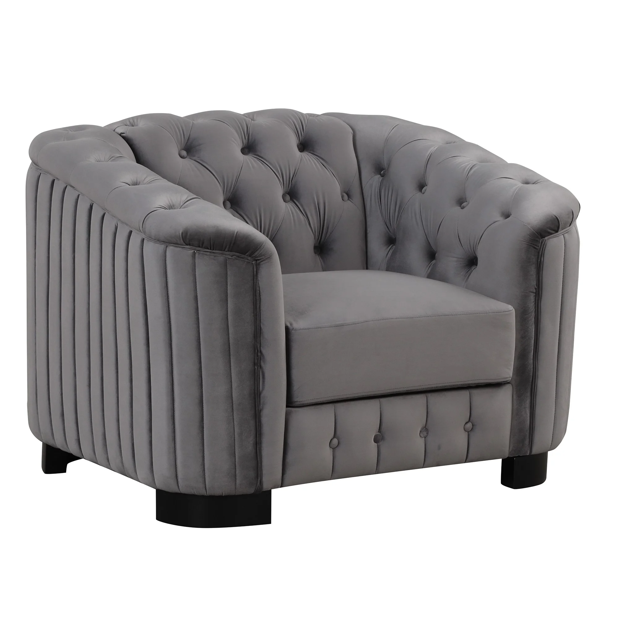 42 inch Single Sofa, 1-Person Velvet Couch with Button Tufted Back, Soft Tufted Seat with Thick Removable Seat Cushion
