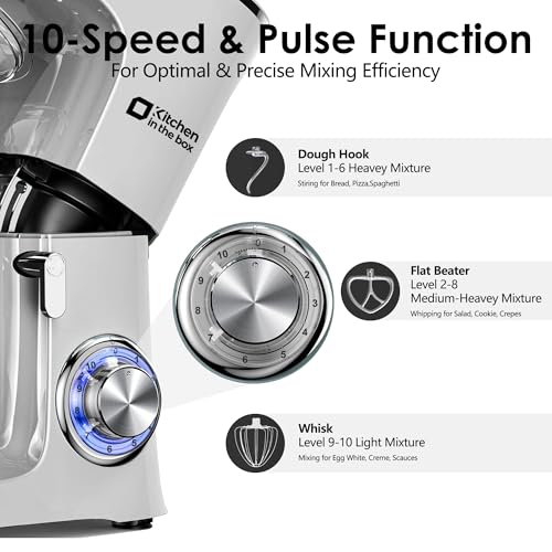 Kitchen in the Box Stand Mixer, 900W 8.5 QT Kitchen Electric Mixer, 10-Speed Large Capacity Tilt-head Food Mixer with Dough Hook, Wire Whip