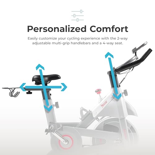 Sunny Health & Fitness Indoor Cycling Exercise Bike w/Adjustable Cushion Seat & Multi-Grip Handlebar