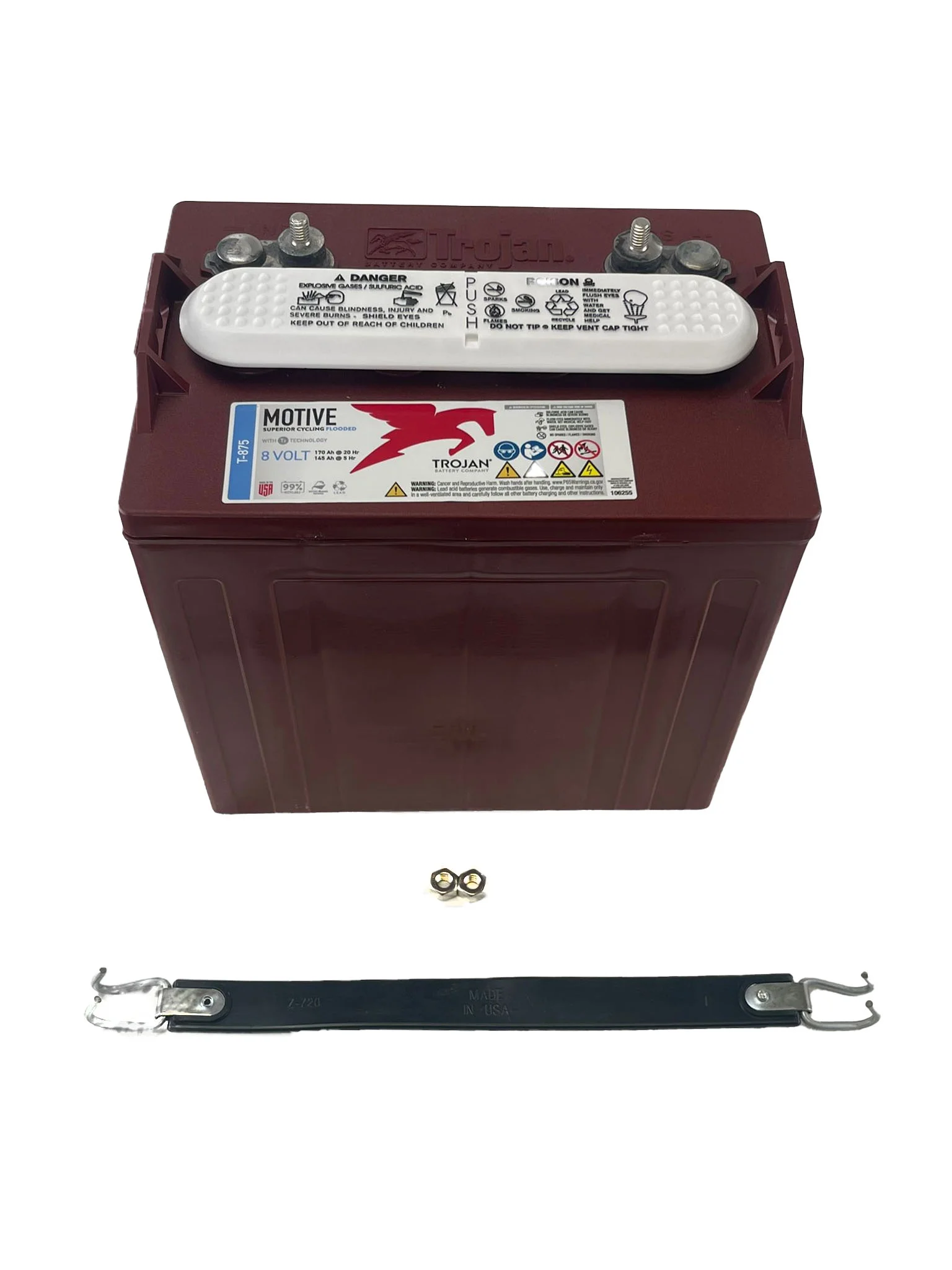 Trojan T-875 8V 170Ah Flooded Lead Acid GC2 Deep Cycle Battery x6