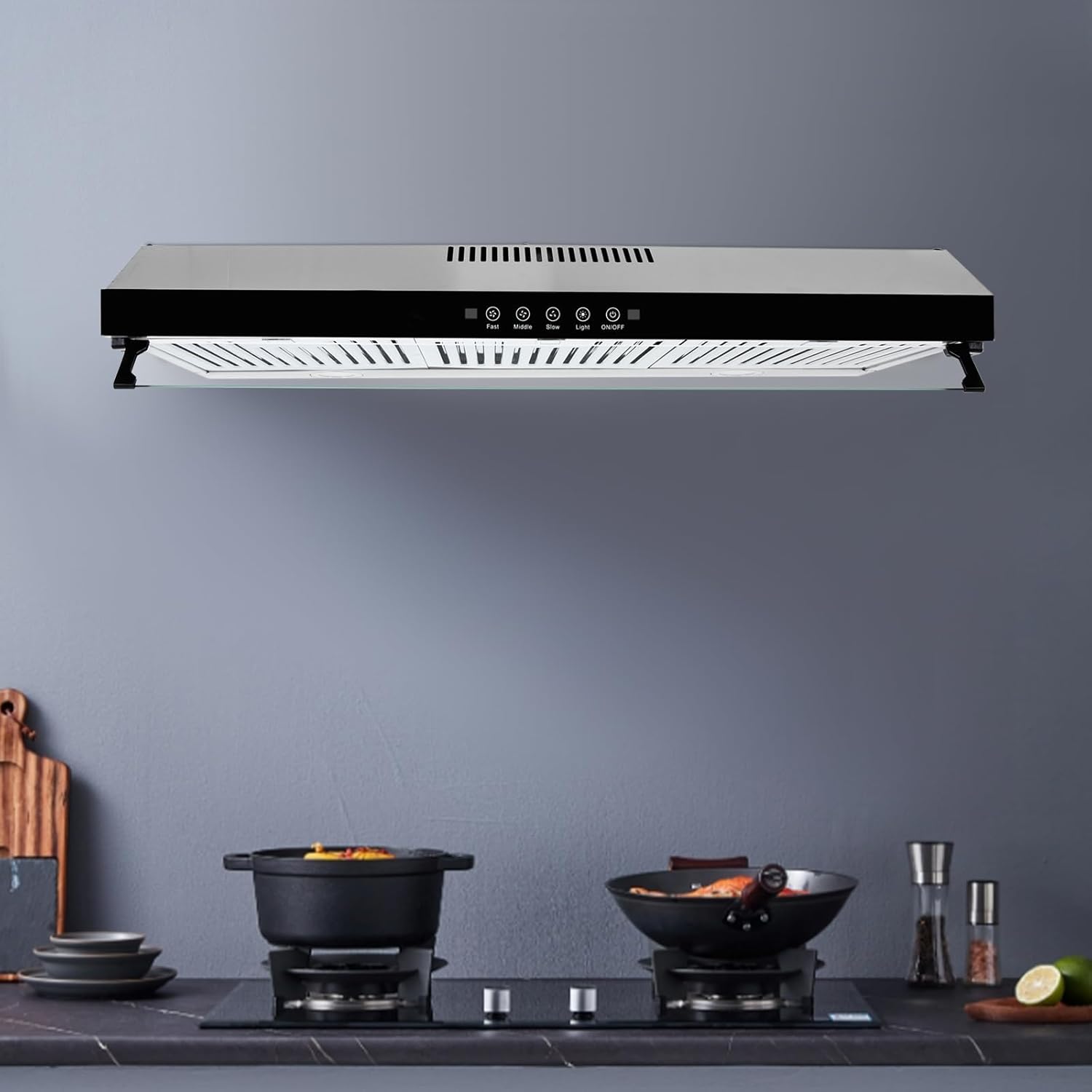Range Hoods,3-Speed Range Hood,Range Hood with Light,Smoke Exhauster under Cabinet,Vent Range Hood,2 LED Lights
