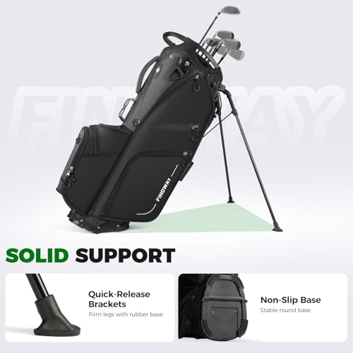 Findway 14 Way Golf Stand Bag, Lightweight Golf Bag with Stand for Men Women, Golf Club Carry Bag with Dual Strap, Full Length Dividers