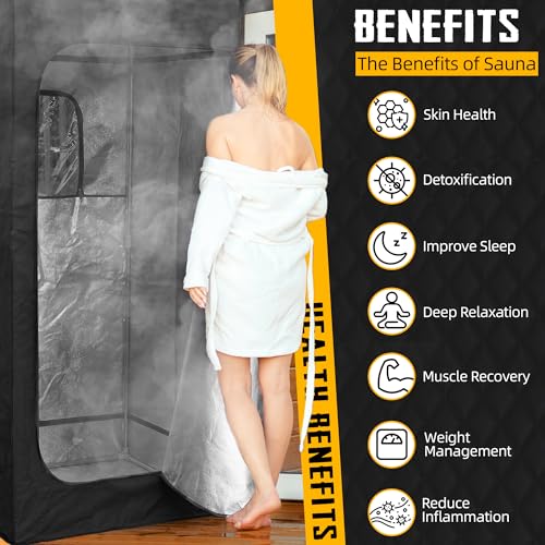 Large Portable Steam Sauna, 3L Steamer Portable Sauna Box for Home, Personal Sauna with Big Sauna Chair, Remote Control, Foot Massager