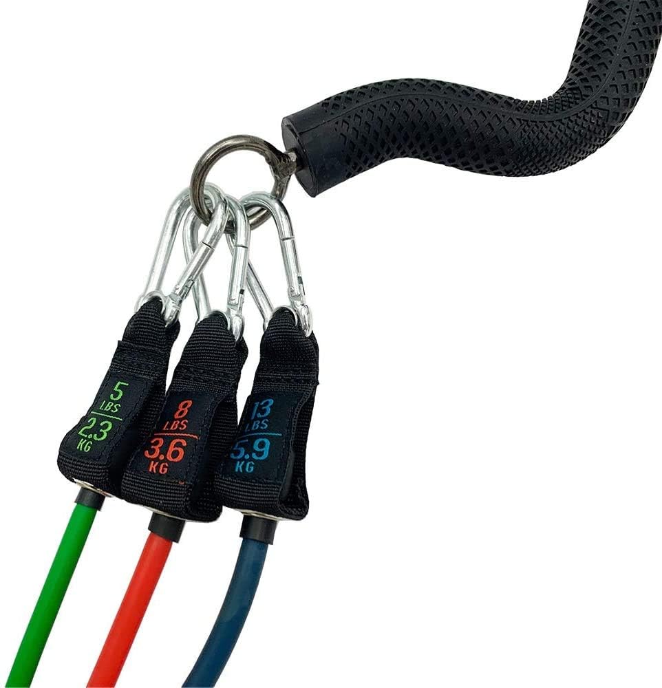 Bodylastics Patented Collapsible Resistance Bands Curl Bar with Steel Pipe Construction, 3 points of Connection, Sharp 45 Degree Angle Bends