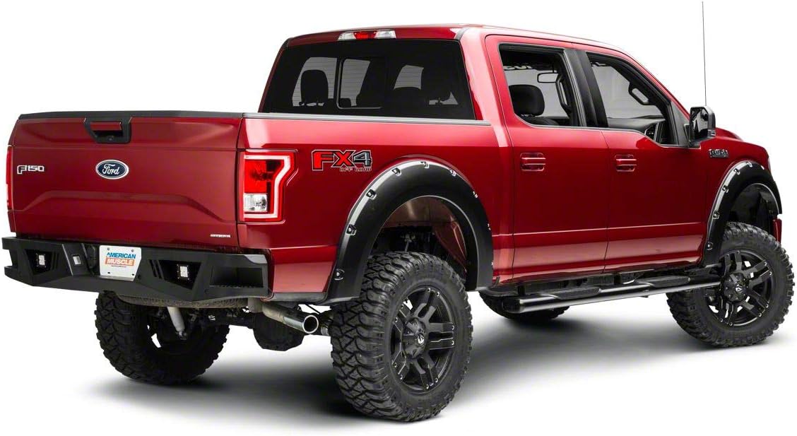 Barricade Extreme HD Rear Bumper with LED Fog Lights Compatible with Aftermarket Hitches Compatible with 15-20 F-150, Excluding Raptor