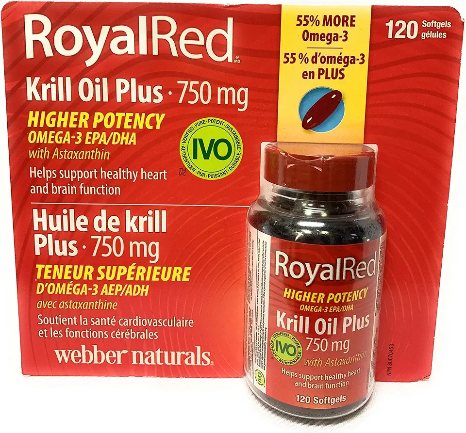 Webber naturals - RoyalRed Krill Oil Plus 750 mg with Astaxanthin, 120 softgels - Kansas Nuitrition - HNZSDS