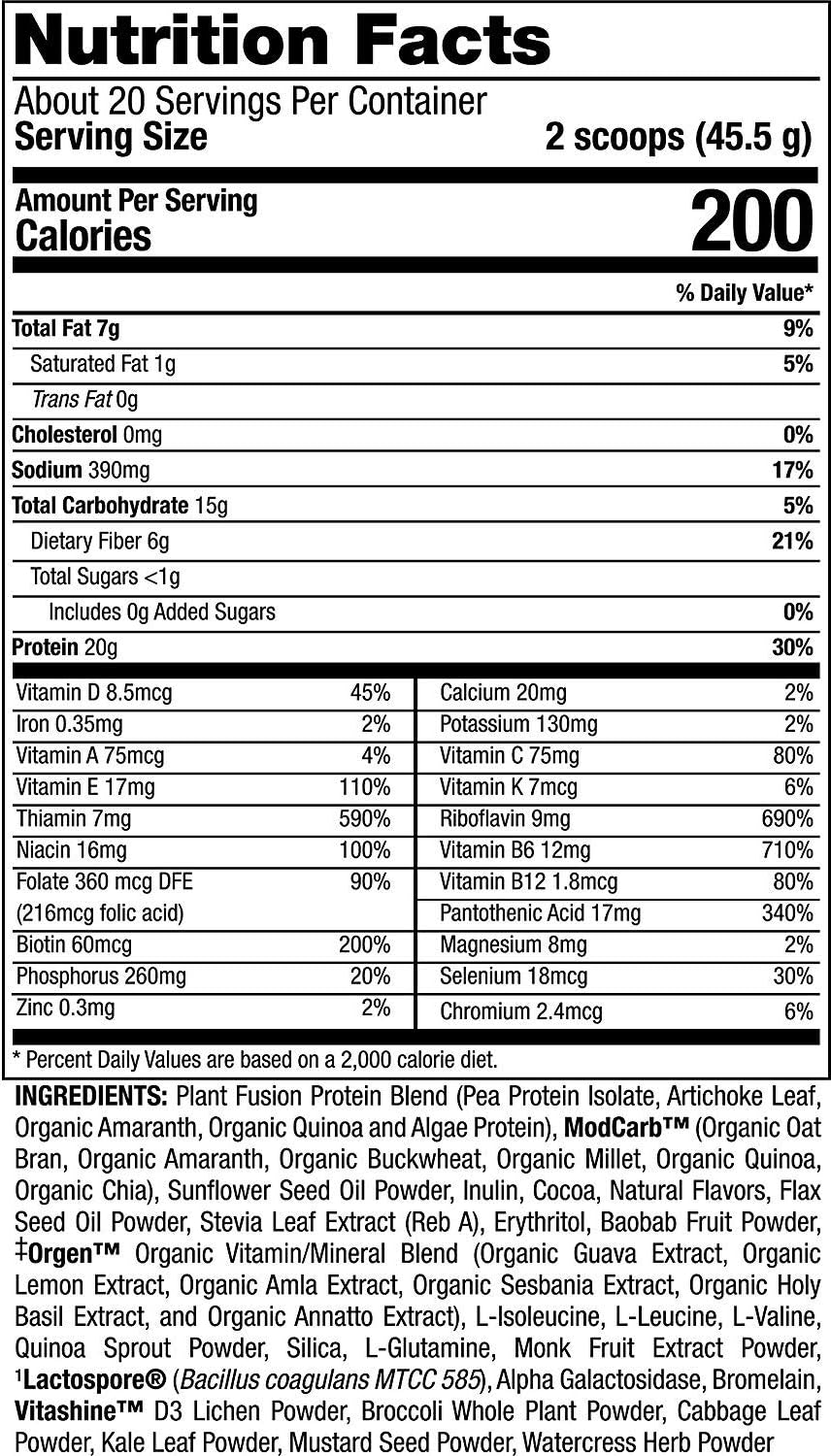 PlantFusion Complete Meal All Plant Based Pea Protein Powder |Meal Replacement Shake , 31.75 Ounce Pack of 2