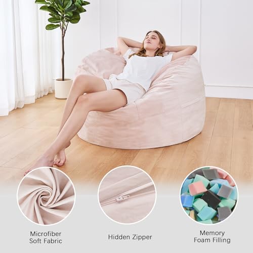 Bean Bag Chairs for Adults - Giant Bean Bag Chair Convertible Bean Bag Bed - Beanbag Chair with Micro Fiber Cover/Furniture Foam Filler