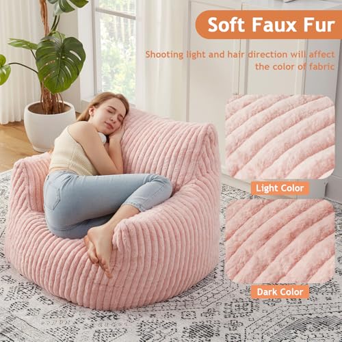 Giant Bean Bag Chairs for Adults with Filling Plush Fluffy Bean Bag Chairs for Teens with Armrests Comfy BeanBag Lazy Couch Sofa Chair for Bedroom