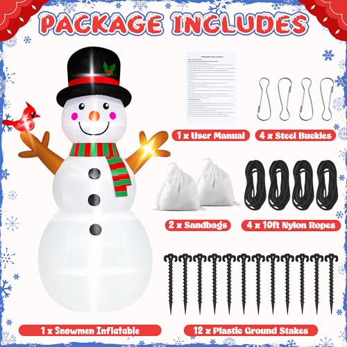 16FT Christmas Inflatable Snowman Outdoor Decorations, Giant Christmas Snowman, Holiday Blow Up Yard Decor with LED Lights
