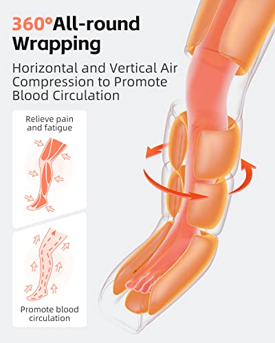 SHINE WELL Leg Massager with Heat and Compression, Leg Massager for Circulation and Pain Relief, Full Leg Massager with 3 Heat 3 Modes 3 Intensities