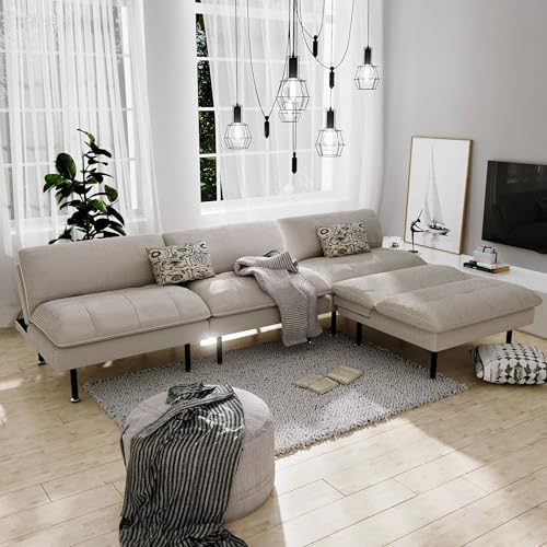70" Futon Sofa Bed, 4 in 1 Multi-Function Couch Sleeper with Adjustable Backrest, Modern Convertible Futon, Recliner Small Loveseat for Living Room