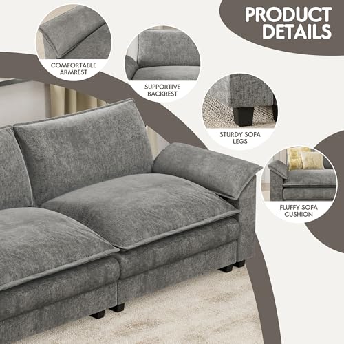 Homall 119" Modular Sectional Sofa, L Shaped Sofa Couch with Reversible Ottoman, DIY Combination Chenille Deep 3-Seat Cloud Couch for Living Room