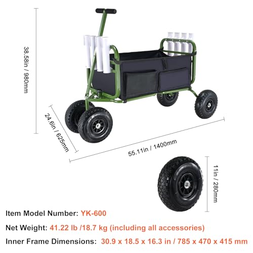 VEVOR Beach Fishing Cart, 300 lbs Load Capacity, Foldable Fish and Marine Cart with Four 11" Big Wheels Rubber Balloon Tires for Sand