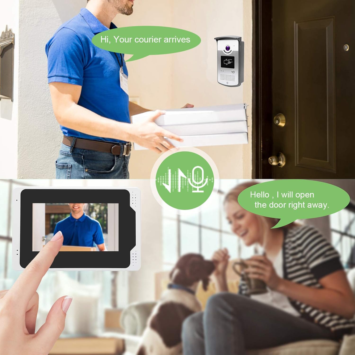 7in TFT 1080P Video Doorbell, WiFi Intercom Doorbell, Waterproof Video Door Phone with 2 Monitors 2 Cameras, Remote Control & Night Vision