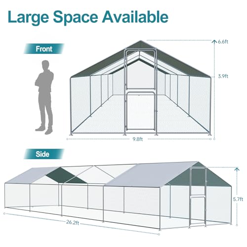 Large Chicken Coop, Chicken Coops for 30 Chickens, Chicken Runs for Yard with Water Poof & UV Resistance Cover