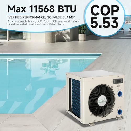 Above Ground Pool Heater EU50, Max 16184BTU Up to 5000gallons Electric Swimming Pool Heat Pumps, Titanium Heat Exchanger, 5.62 COP, 110V/120V