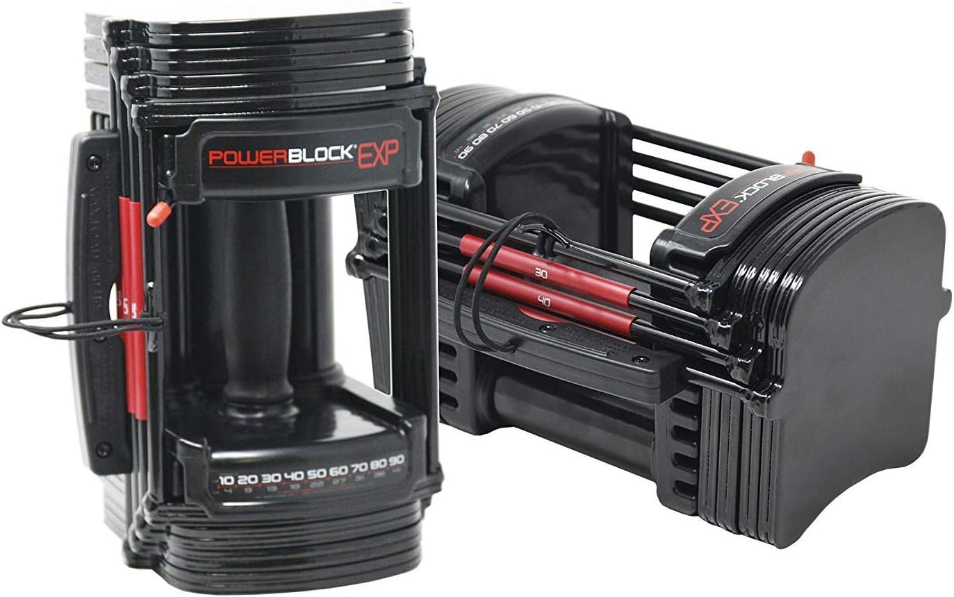 PowerBlock EXP Adjustable Dumbbells, Sold in Pairs, Stage 1, 5-50 Lb. Dumbbells, Durable Steel Build, Innovative Workout Equipment