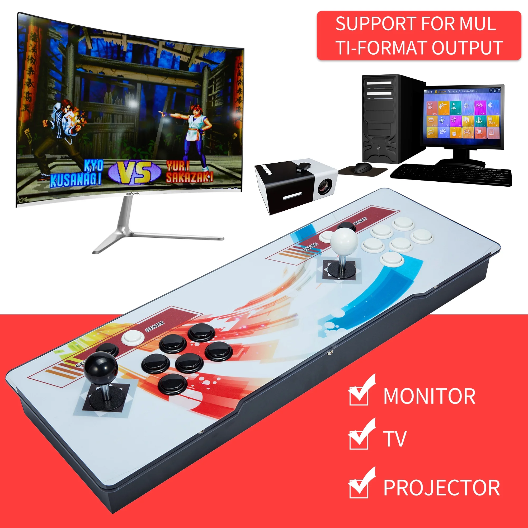 SHCKE 8000 Games in 1 Pandora's Box Classic Arcade Game Console for TV & Projector & PC